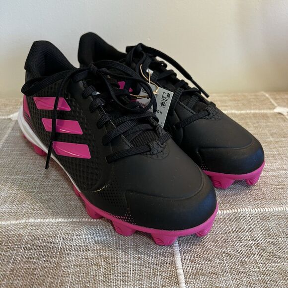 Adidas Girls Baseball Cleats Pure Hustle 2 Black Pink NWT Sz 3.5 - Picture 2 of 8